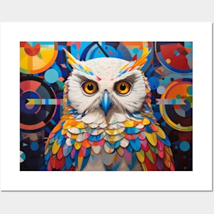 Owl Animal Bird Portrait Colorful Painting Posters and Art